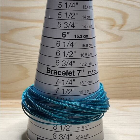 Electric Blue Bangle Bracelet Set With Sparkle - Picture 4 of 4